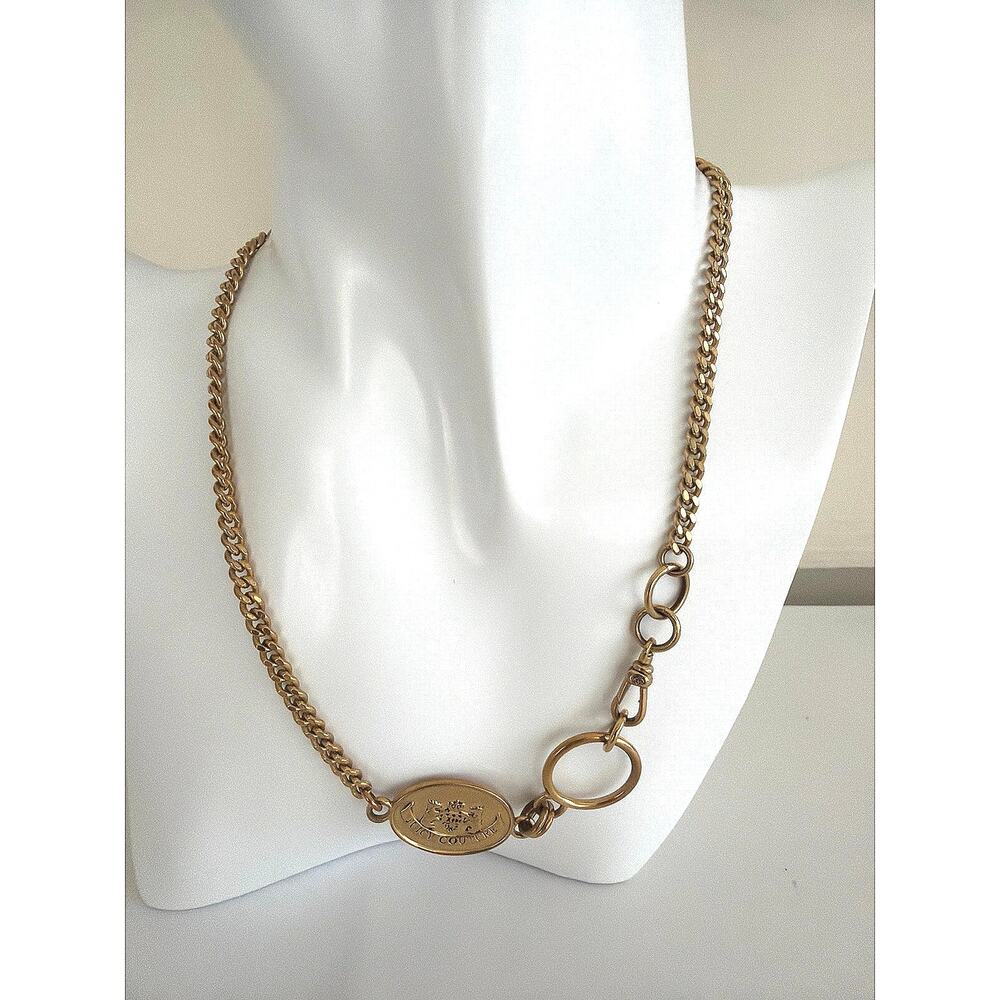 Juicy Couture Y2K Vintage Royal Crest Medallion Toggle Chain Gold Tone Necklace